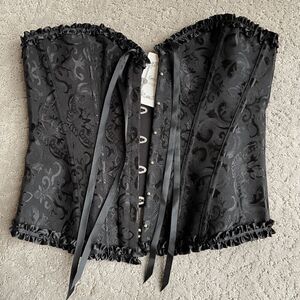 Coeur de Vague Black Brocade Corset SZ M Gothic Burlesque NWT